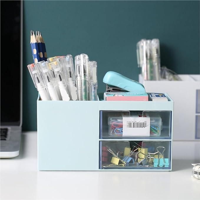Minimalist Multi-Compartment Desk Organizer with Drawers , Keep your desk neat, organized, and clutter-free in seconds.