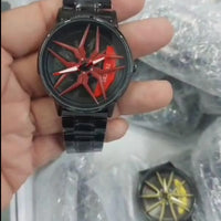 Sleek Car Wheel Inspired Wrist Watch , A statement piece for car and speed lovers.