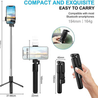 3-in-1 Extendable Selfie Stick Tripod with Bluetooth Remote + LED Flash