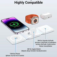 3-in-1 Foldable Magnetic Wireless Charger (MagSafe Compatible)