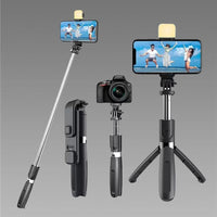 3-in-1 Extendable Selfie Stick Tripod with Bluetooth Remote + LED Flash