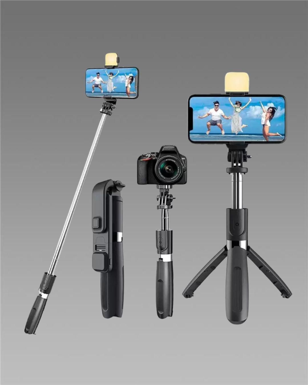 3-in-1 Extendable Selfie Stick Tripod with Bluetooth Remote + LED Flash