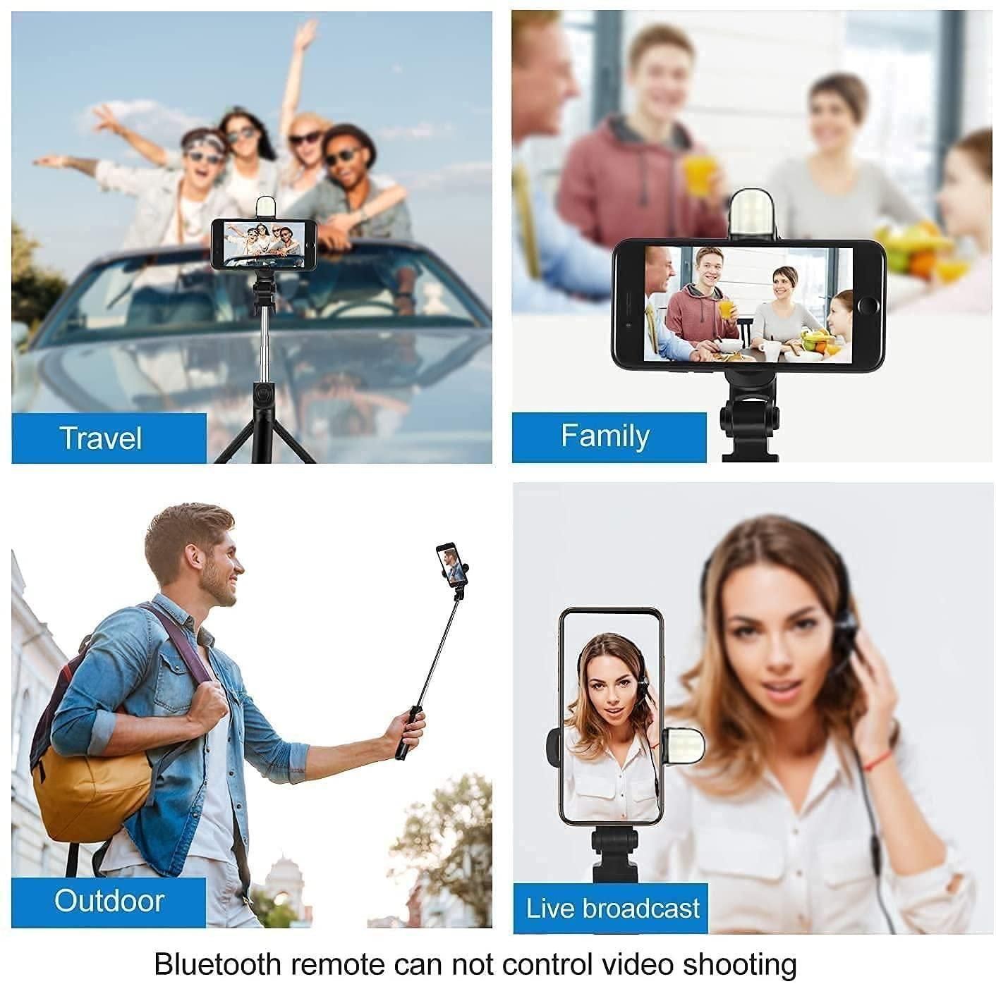 3-in-1 Extendable Selfie Stick Tripod with Bluetooth Remote + LED Flash