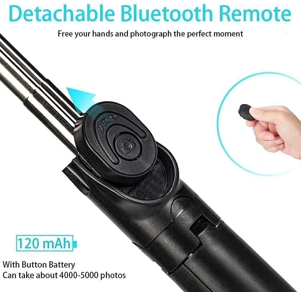 3-in-1 Extendable Selfie Stick Tripod with Bluetooth Remote + LED Flash