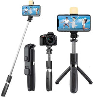3-in-1 Extendable Selfie Stick Tripod with Bluetooth Remote + LED Flash
