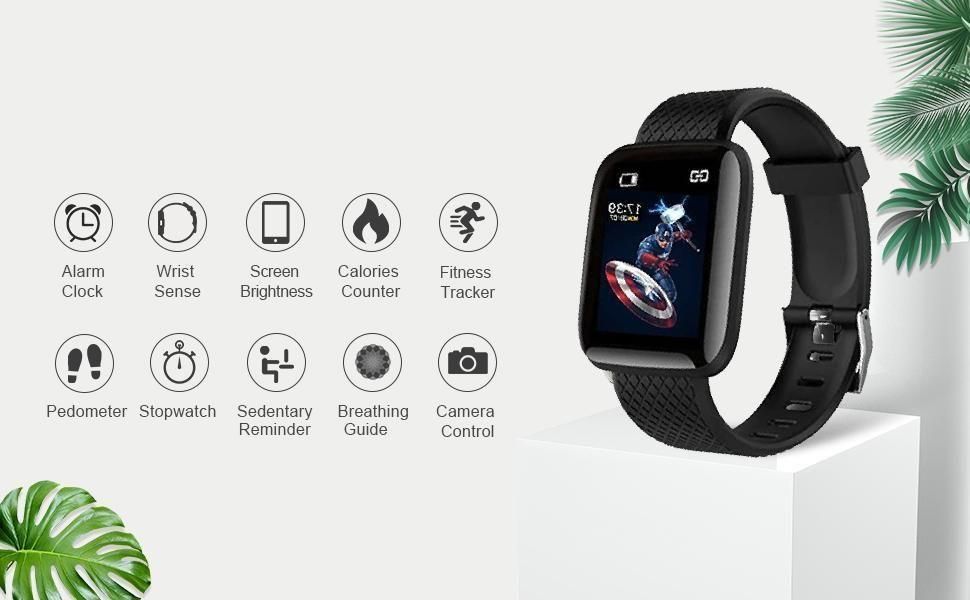 ID116 Plus Smart Fitness Watch (Heart Rate + Notifications)